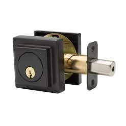 Copper Creek Comtemporary Square Single Cylinder Tuscan Bronze Deadbolt