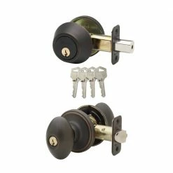 Copper Creek Colonial Tuscan Bronze Entry Door Knob with Deadbolt