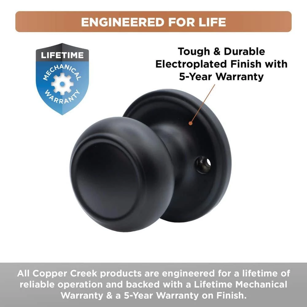 Copper Creek Colonial Black Dummy Door Knob 4 Copper Creek Colonial Black Dummy Door Knob - Image 2