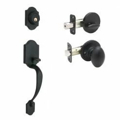 Copper Creek Heritage Black Door Handleset and Egg Knob Trim