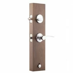 Copper Creek Mid Century Modern Polished Stainless Door Handleset with Left Hand Scandinavian Handle Trim -Copper Creek Shop copper creek lever handlesets cz2610xkll ps 1f 1000