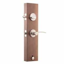 Copper Creek Mid Century Modern Satin Stainless Door Handleset with Left Hand Scandinavian Handle Trim -Copper Creek Shop copper creek lever handlesets cz2610xkll ss 1f 1000