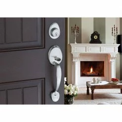 Copper Creek Colonial Satin Stainless Door Handleset and Verona Handle Trim -Copper Creek Shop copper creek lever handlesets cz2610xvl ss 44 1000