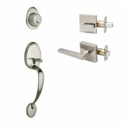 Copper Creek Colonial Satin Stainless Door Handleset and Verona Handle Trim