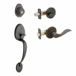 Copper Creek Colonial Tuscan Bronze Door Handleset and Waverlie Handle Trim