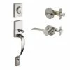 Copper Creek Craftsman Satin Stainless Door Handleset with Right Hand Scandinavian Handle Trim -Copper Creek Shop copper creek lever handlesets fz2610xklr ss 64 1000