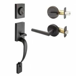 Copper Creek Fashion Tuscan Bronze Door Handleset and Modern Handle Trim