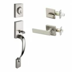 Copper Creek Craftsman Satin Stainless Door Handleset with Craftsman Handle Trim