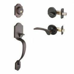 Copper Creek Soft Contemporary Tuscan Bronze Door Handleset with Right Hand Scandinavian Handle Trim