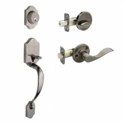 Copper Creek Heritage Antique Nickel Door Handleset and Waverlie Handle Trim