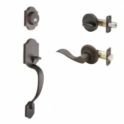 Copper Creek Heritage Tuscan Bronze Door Handleset and Waverlie Handle Trim