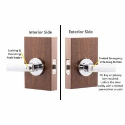 Copper Creek Craftsman Remi Polished Stainless Bed/Bath Door Handle with Round Rosette -Copper Creek Shop copper creek privacy door handles rl2231ps rnd 44 1000