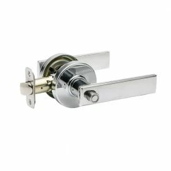 Copper Creek Craftsman Remi Polished Stainless Bed/Bath Door Handle with Round Rosette