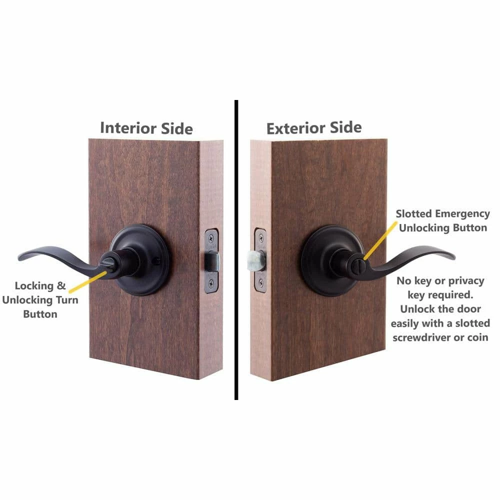 Copper Creek Waverlie Black Privacy Bed/Bath Door Handle 7 Copper Creek Waverlie Black Privacy Bed/Bath Door Handle - Image 5