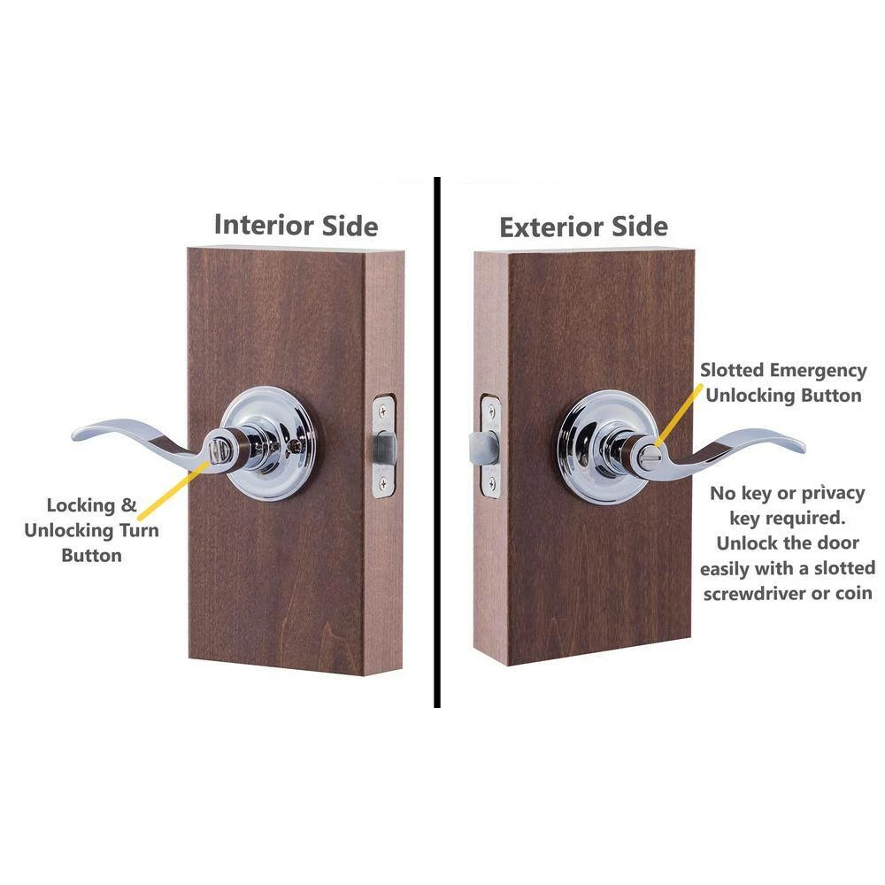 Copper Creek Waverlie Polished Stainless Privacy Bed/Bath Door Handle 7 Copper Creek Waverlie Polished Stainless Privacy Bed/Bath Door Handle - Image 5