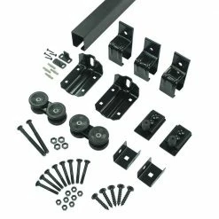 Richelieu Hardware 96 in. (2430 mm) Sliding Barn Door Single Box Track Hardware Kit, Matte Black