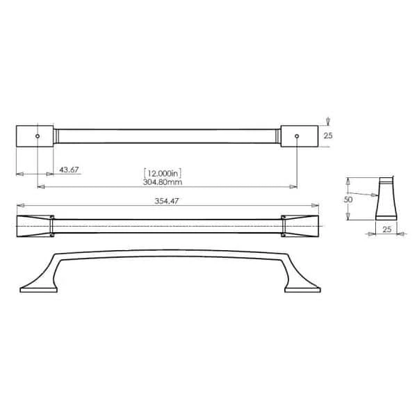 Richelieu Hardware 12 in. (305 mm) Center-to-Center Polished Nickel Transitional Drawer Pull 7 Richelieu Hardware 12 in. (305 mm) Center-to-Center Polished Nickel Transitional Drawer Pull - Image 5