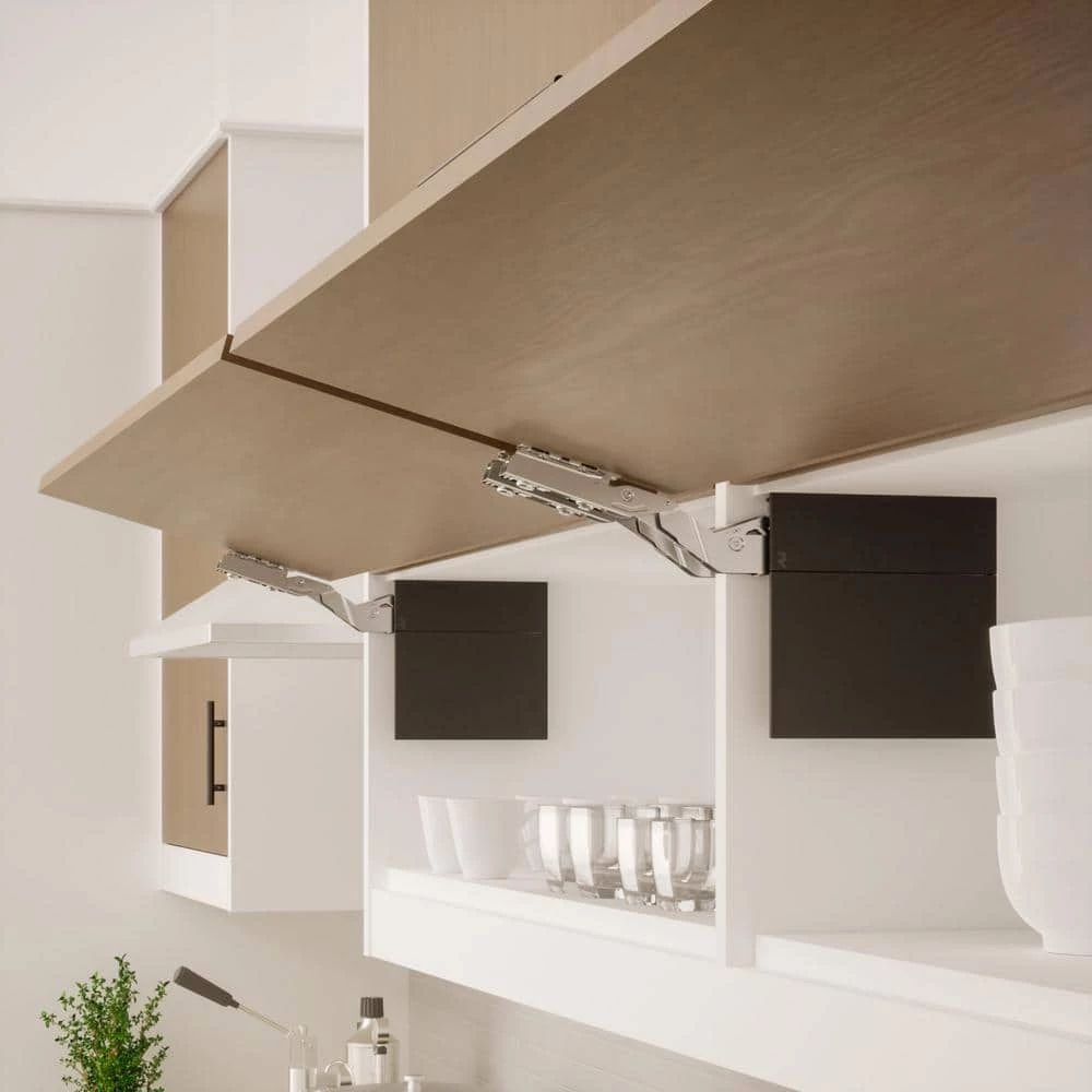 Richelieu Hardware Atmos Series Black Soft-Close Heavy Duty Overlay for Frameless Cabinet Lift-Up Hinge (1-Pair) 4 Richelieu Hardware Atmos Series Black Soft-Close Heavy Duty Overlay for Frameless Cabinet Lift-Up Hinge (1-Pair) - Image 2