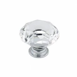 Richelieu Hardware Bolzano Collection 1-9/16 in. (40 mm) Crystal and Chrome Contemporary Cabinet Knob