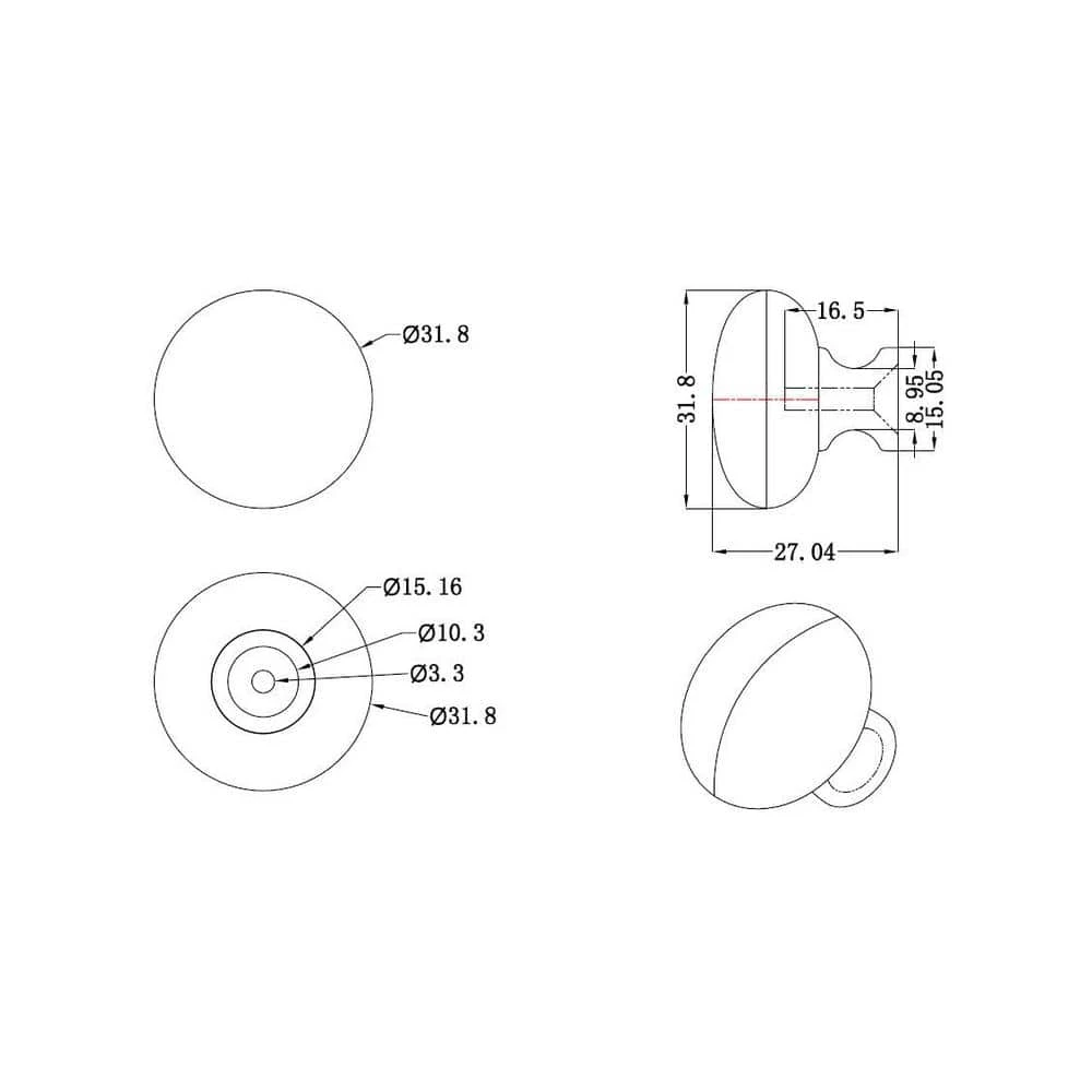 Richelieu Hardware Germain Collection 1-1/4 in. (32 mm) Brushed Nickel Functional Cabinet Knob 7 Richelieu Hardware Germain Collection 1-1/4 in. (32 mm) Brushed Nickel Functional Cabinet Knob - Image 5
