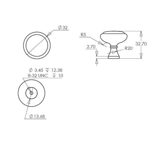 Richelieu Hardware Candiac Collection 1-1/4 in. (32 mm) Polished Nickel Traditional Cabinet Knob 5 Richelieu Hardware Candiac Collection 1-1/4 in. (32 mm) Polished Nickel Traditional Cabinet Knob - Image 3
