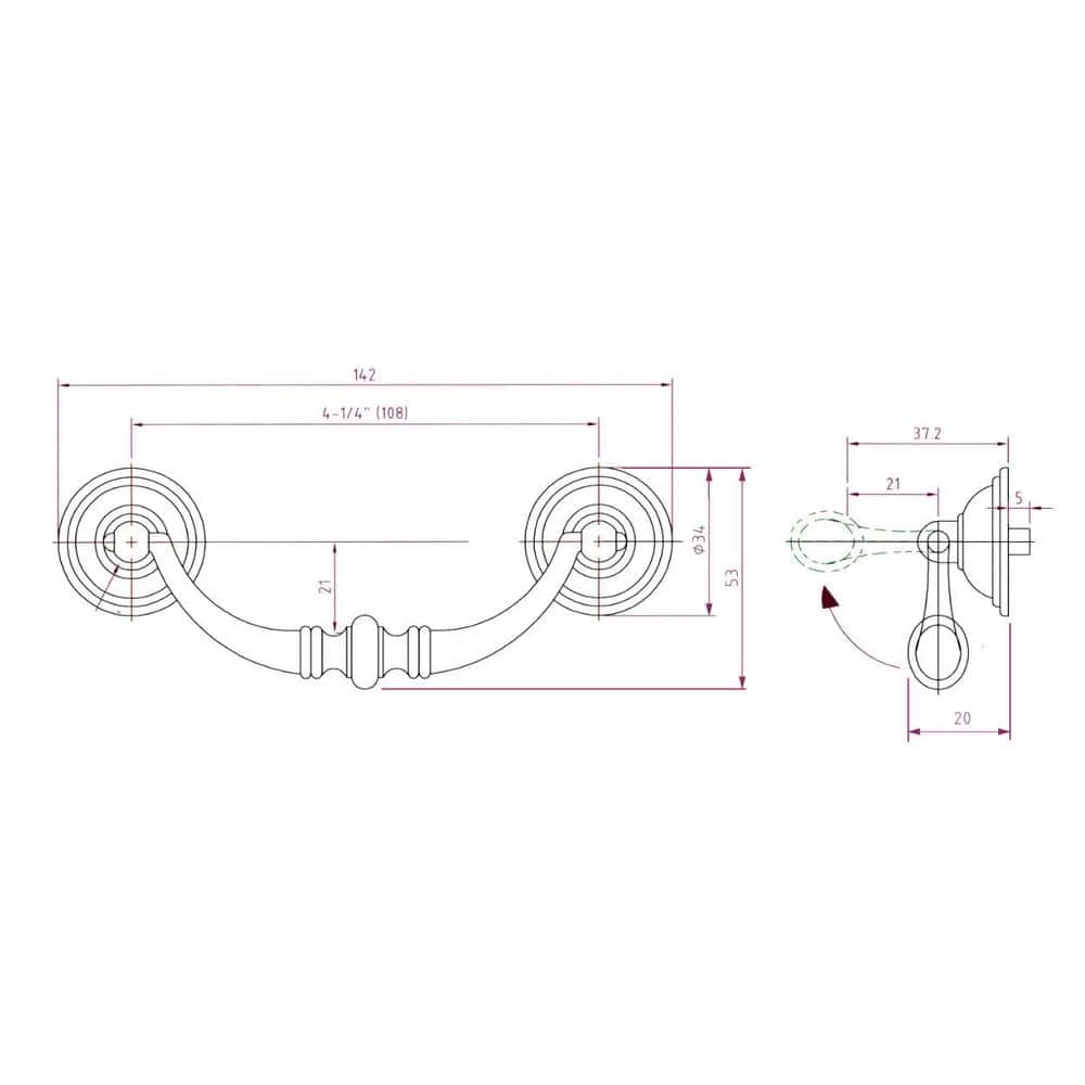 Richelieu Hardware 4-1/4 in. (108 mm) Center-to-Center Matte Black Iron Traditional Drawer Pull 7 Richelieu Hardware 4-1/4 in. (108 mm) Center-to-Center Matte Black Iron Traditional Drawer Pull - Image 5
