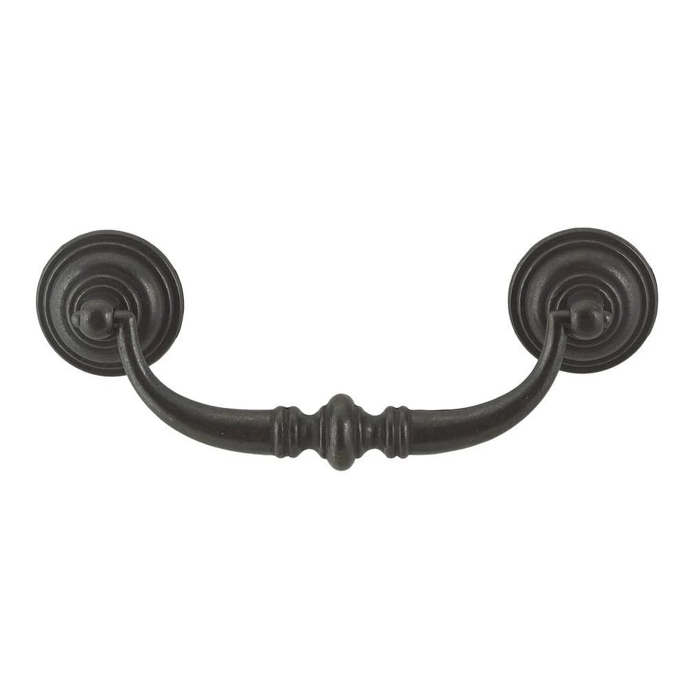 Richelieu Hardware 4-1/4 in. (108 mm) Center-to-Center Matte Black Iron Traditional Drawer Pull 4 Richelieu Hardware 4-1/4 in. (108 mm) Center-to-Center Matte Black Iron Traditional Drawer Pull - Image 2