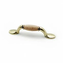 Richelieu Hardware Cherbourg Collection 3 in. (76 mm) Center-to-Center Burnished Brass and Unfinished Oak Traditional Drawer Pull