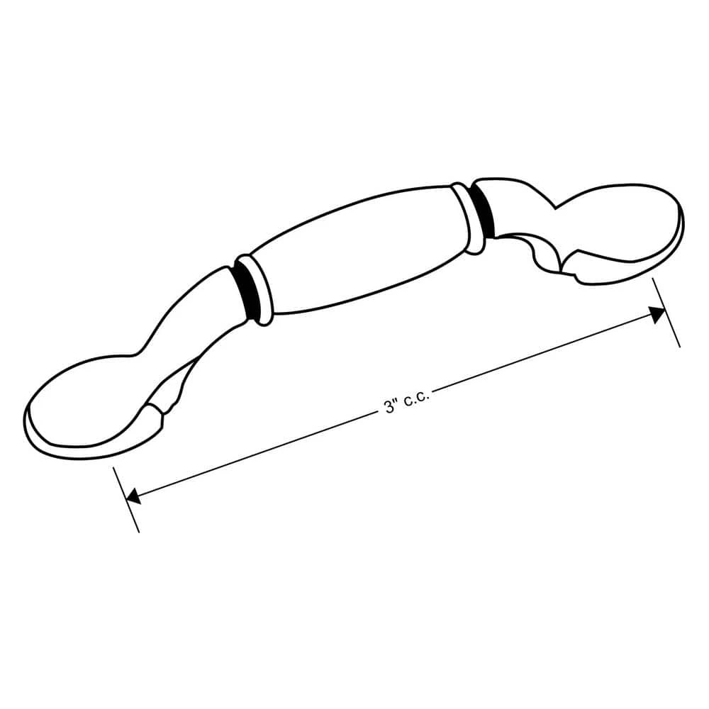 Richelieu Hardware Cherbourg Collection 3 in. (76 mm) Center-to-Center Brass and White Traditional Drawer Pull 5 Richelieu Hardware Cherbourg Collection 3 in. (76 mm) Center-to-Center Brass and White Traditional Drawer Pull - Image 3