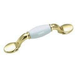 Richelieu Hardware Cherbourg Collection 3 in. (76 mm) Center-to-Center Brass and White Traditional Drawer Pull