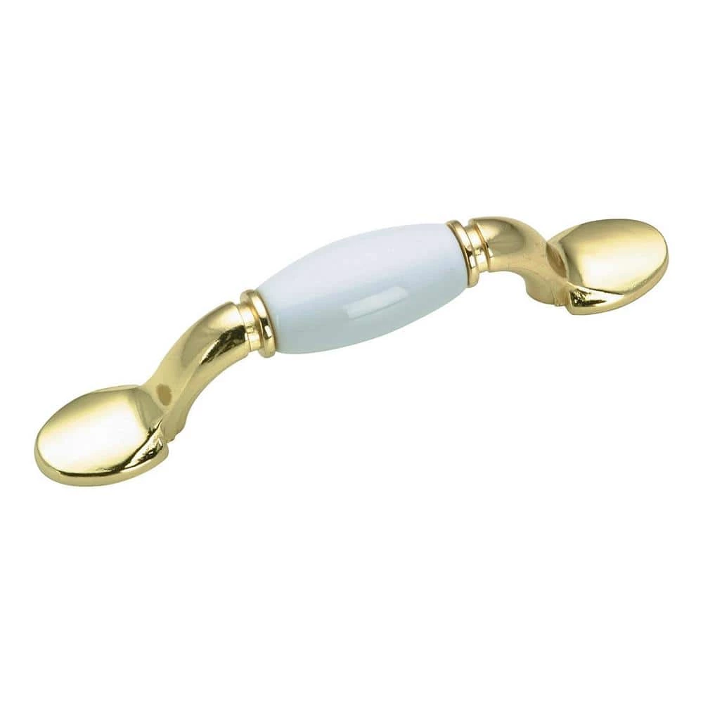 Richelieu Hardware Cherbourg Collection 3 in. (76 mm) Center-to-Center Brass and White Traditional Drawer Pull 3 Richelieu Hardware Cherbourg Collection 3 in. (76 mm) Center-to-Center Brass and White Traditional Drawer Pull