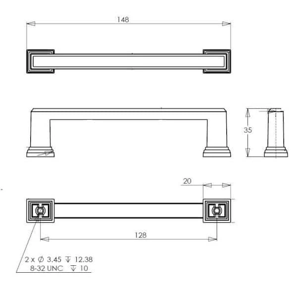 Richelieu Hardware Mirabel Collection 5-1/16 in. (128 mm) Center-to-Center Brushed Nickel Transitional Drawer Pull 6 Richelieu Hardware Mirabel Collection 5-1/16 in. (128 mm) Center-to-Center Brushed Nickel Transitional Drawer Pull - Image 4