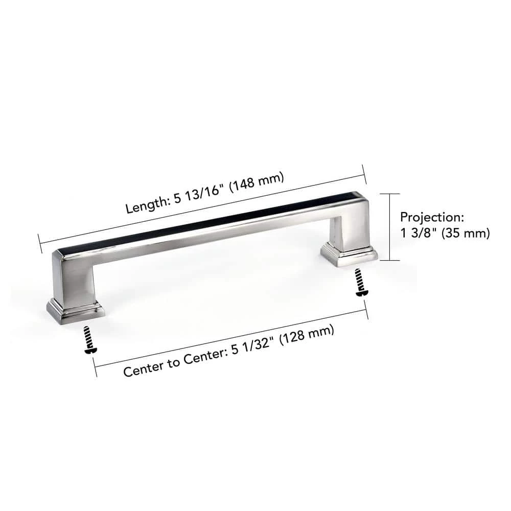 Richelieu Hardware Mirabel Collection 5-1/16 in. (128 mm) Center-to-Center Brushed Nickel Transitional Drawer Pull 5 Richelieu Hardware Mirabel Collection 5-1/16 in. (128 mm) Center-to-Center Brushed Nickel Transitional Drawer Pull - Image 3