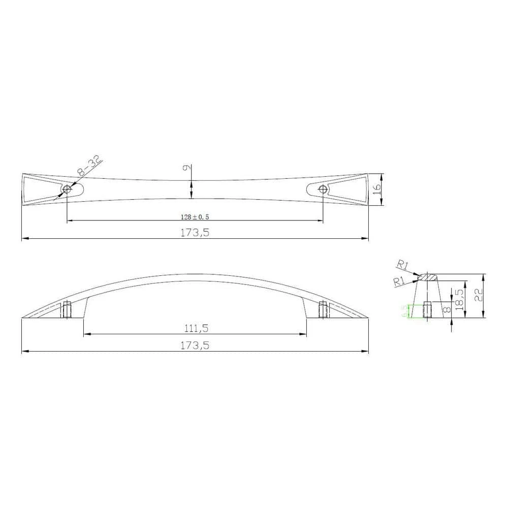Richelieu Hardware Silverthorn Collection 5-1/16 in. (128 mm) Center-to-Center Brushed Nickel Contemporary Drawer Pull 5 Richelieu Hardware Silverthorn Collection 5-1/16 in. (128 mm) Center-to-Center Brushed Nickel Contemporary Drawer Pull - Image 3