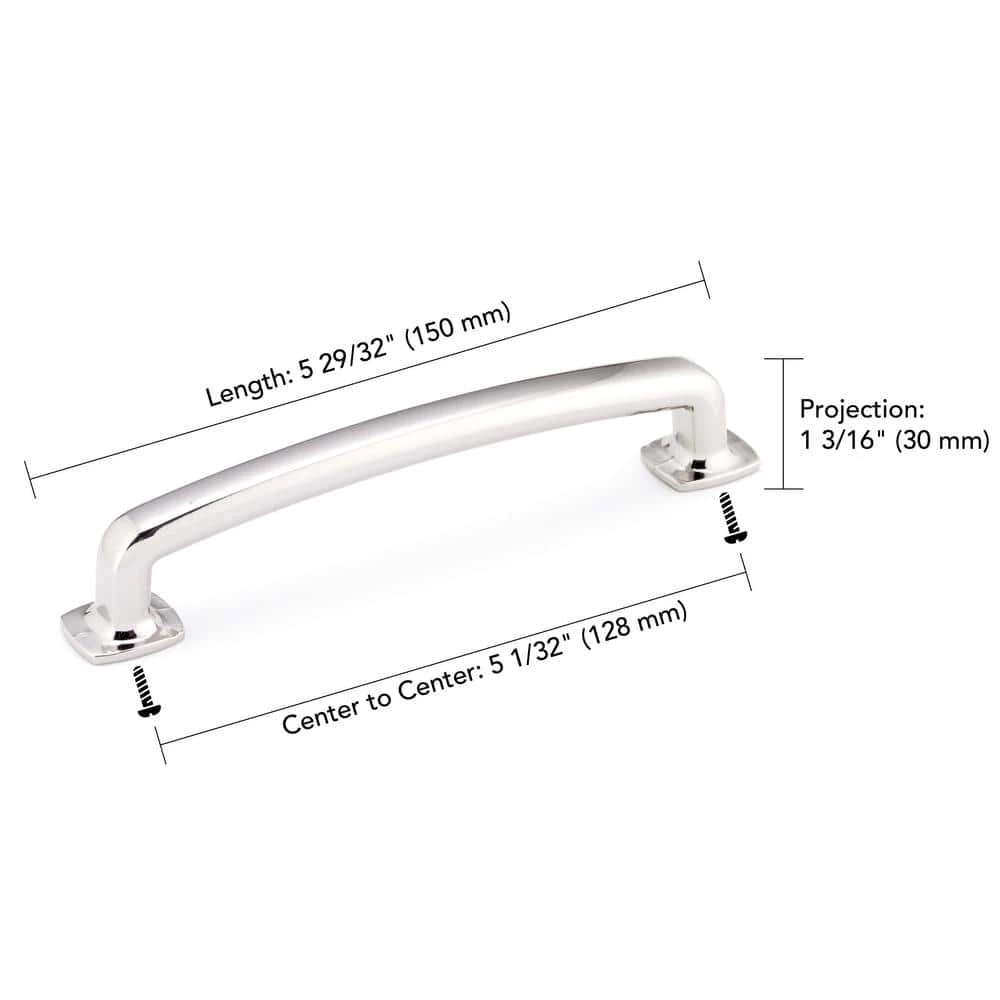 Richelieu Hardware Terrebonne Collection 5-1/16 in. (128 mm) Center-to-Center Polished Nickel Transitional Drawer Pull 5 Richelieu Hardware Terrebonne Collection 5-1/16 in. (128 mm) Center-to-Center Polished Nickel Transitional Drawer Pull - Image 3