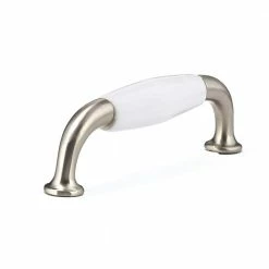 Richelieu Hardware Cherbourg Collection 3-3/4 in. (96 mm) Center-to-Center White and Brushed Nickel Traditional Drawer Pull