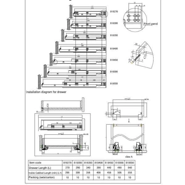 Richelieu Hardware 19-11/16 in. (500 mm) Full Extension Concealed Undermount Soft-Close Drawer Slide, 1-Pair (2-Pieces) 5 Richelieu Hardware 19-11/16 in. (500 mm) Full Extension Concealed Undermount Soft-Close Drawer Slide, 1-Pair (2-Pieces) - Image 3